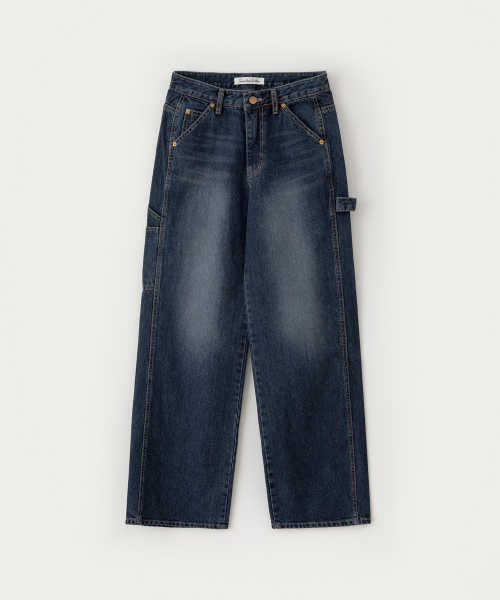 Loop Wide Denim Pants - Deep Blue