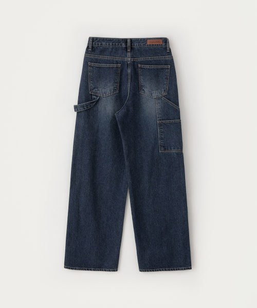 Loop Wide Denim Pants - Deep Blue