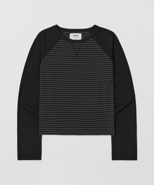 Женская футболка в полоску с рукавом реглан (BLACK)