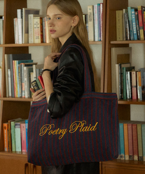 Poetry Embroidery Stripe Bag - Burgundy