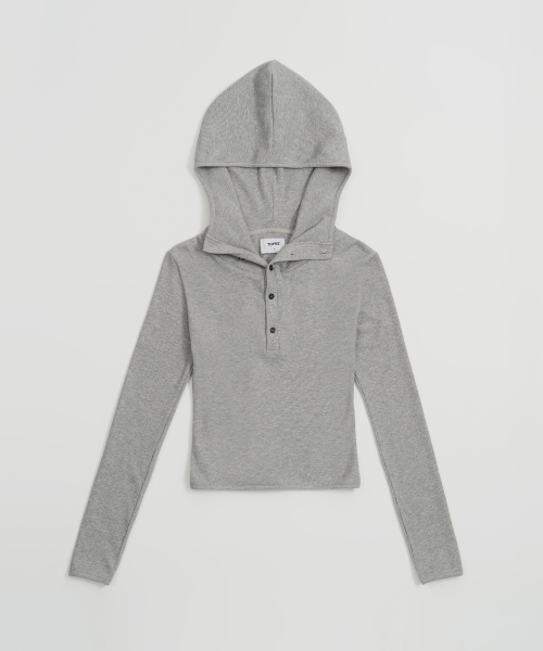 Женское худи с высоким горлом вафельной вязки (GREY)