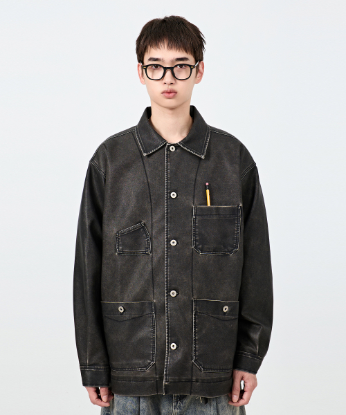 Куртка French Work_PU Washed Black