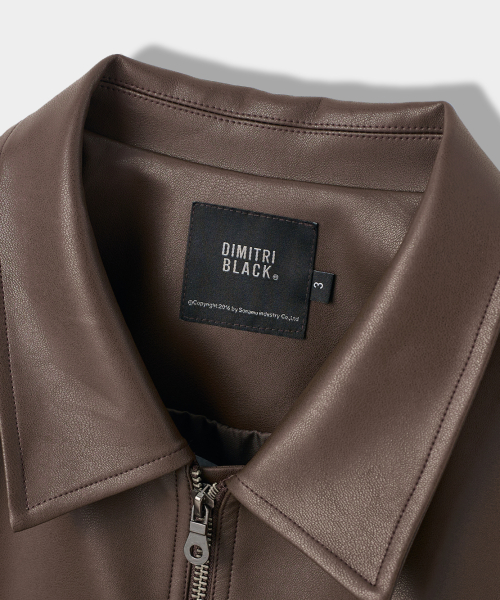 PU MINIMAL LEATHER JACKET_BROWN