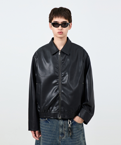 Минималистичная куртка из экокожи PU_Black