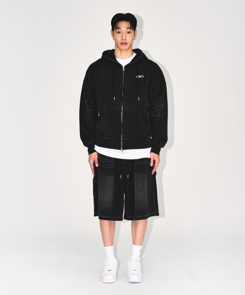 DENIM LIKE CARPENTER BERMUDA PANTS [BLACK DENIM]