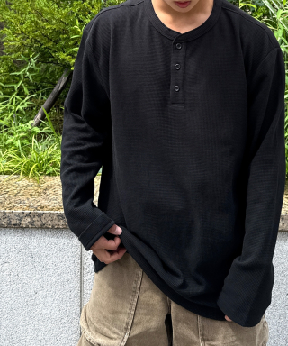 MINDBRIDGE マインドブリッジ ワッフル ヘンリーネック デイリー Tシャツ - 3色展開 画像 10