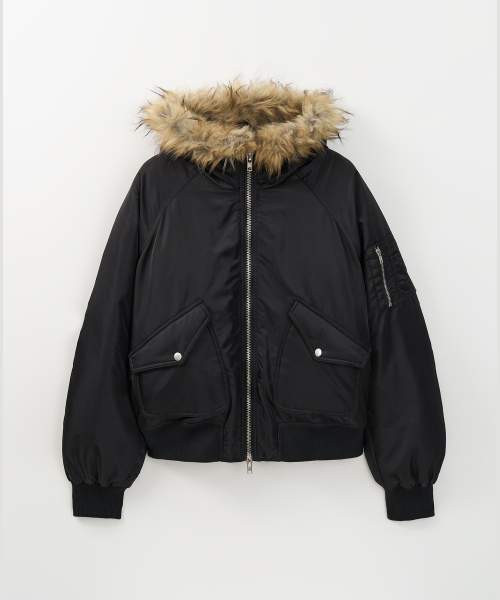 W Пуховая MA-1 с меховым капюшоном (BLACK)