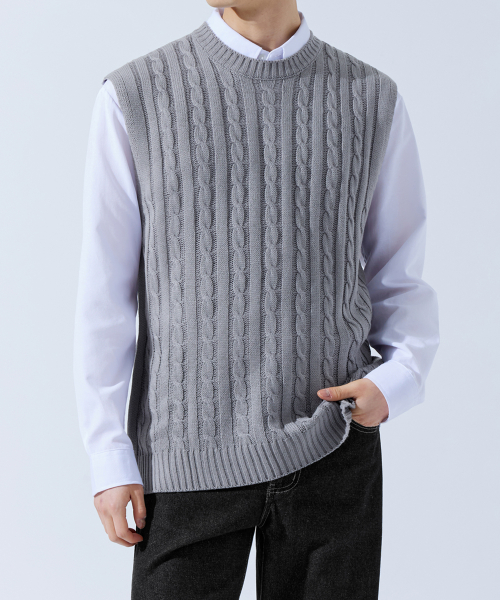 [2PACK] Вязаный жилет с косами regular fit, 6color