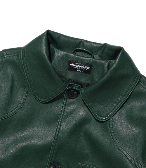 PU LEATHER WORK CAR COAT_GREEN(NG2FFUB840A)