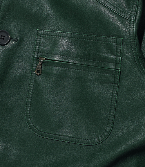 PU LEATHER WORK CAR COAT_GREEN(NG2FFUB840A)