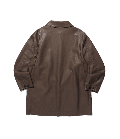 PU LEATHER WORK CAR COAT_BROWN(NG2FFUB840A)