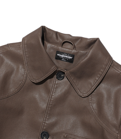 PU LEATHER WORK CAR COAT_BROWN(NG2FFUB840A)