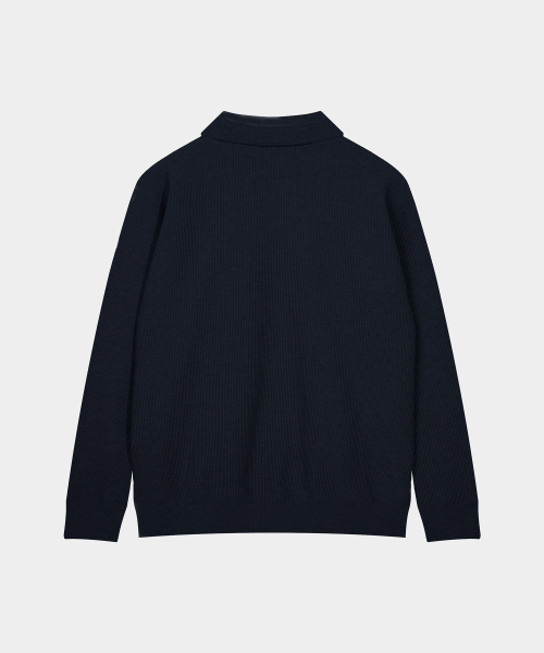 Comfort Washable вязаный джемпер с воротником — Dark Navy