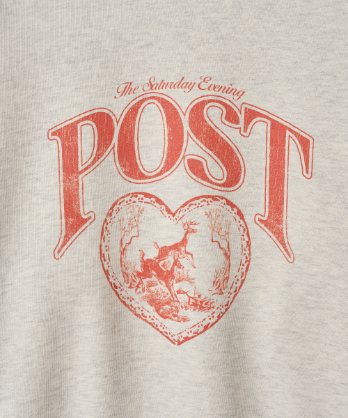 Deer Heart Graphic Sweat Shirt Oatmeal