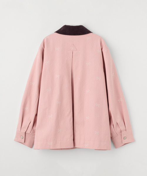 RIBBON EMBROIDERED WORK JACKET_PINK