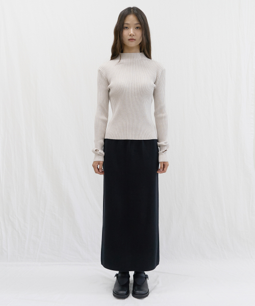 Half-neck Knit Pullover (Beige)