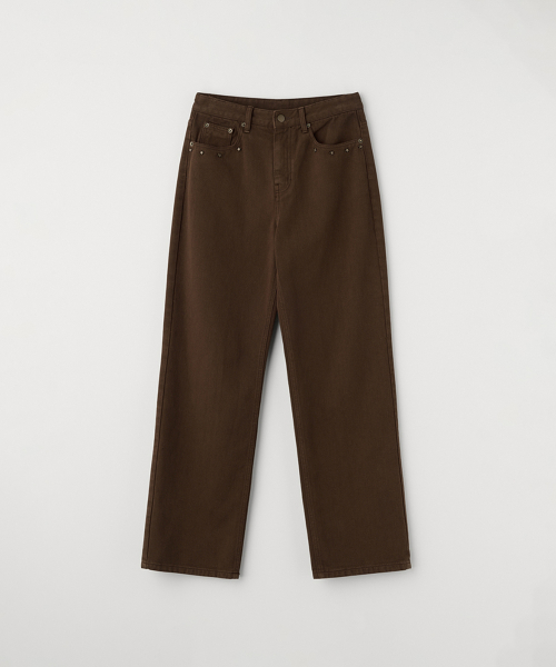 STAR STUD DENIM PANTS_BROWN