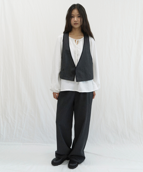 Jenny Stripe Banding Pants (Charcoal)