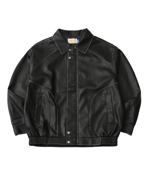 Vintage washed leather jumper_Black
