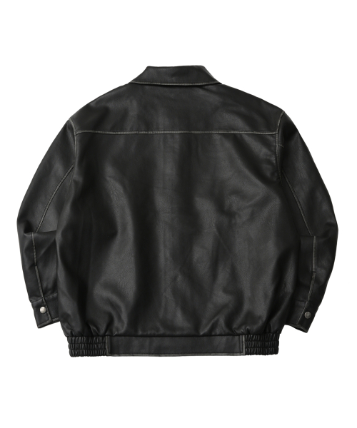Vintage washed leather jumper_Black