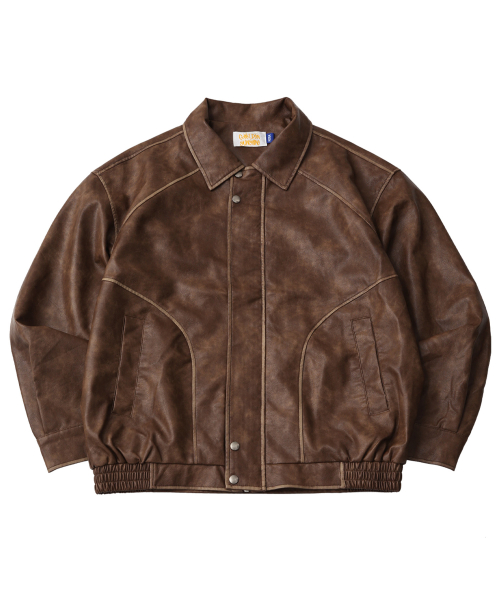 Vintage washed leather jumper_Brown