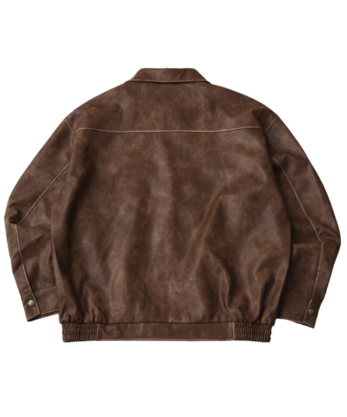 Vintage washed leather jumper_Brown