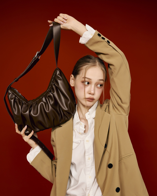 Leather Croissant 2way Cross Bag - Espresso