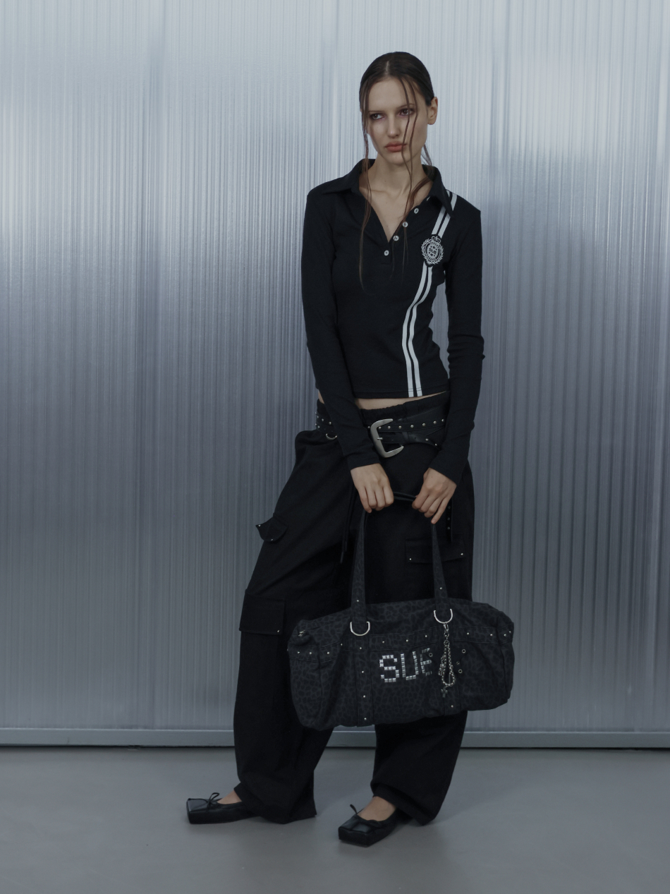 셋업이엑스이(SETUP-EXE) WAFFEN LINE COLLAR TEE / BLACK - 사이즈