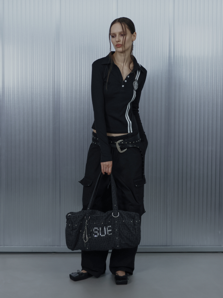 셋업이엑스이(SETUP-EXE) WAFFEN LINE COLLAR TEE / BLACK - 사이즈