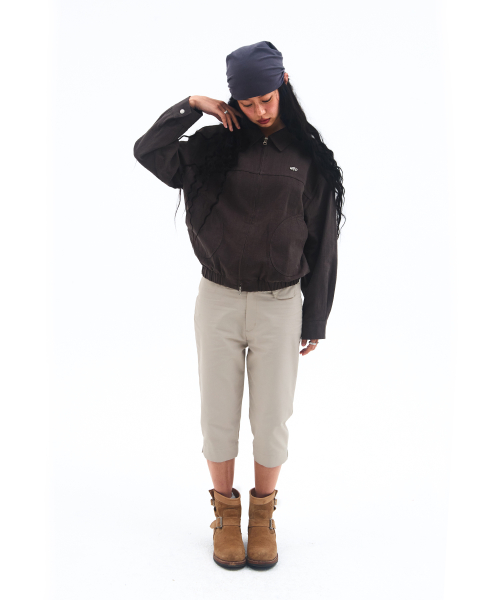 LINEN BOMBER JACKET CHARCOAL
