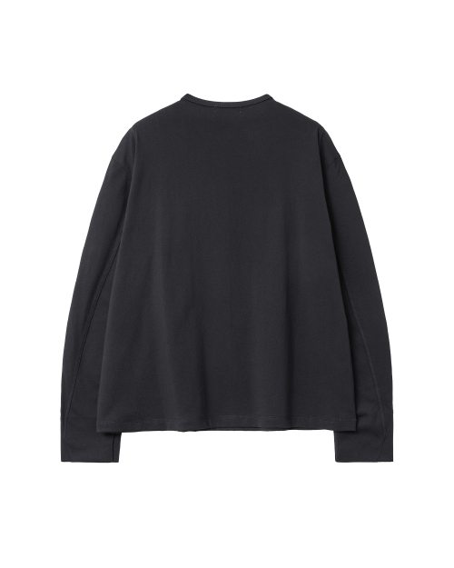 Diagonal henley neck длинный sleeves черный
