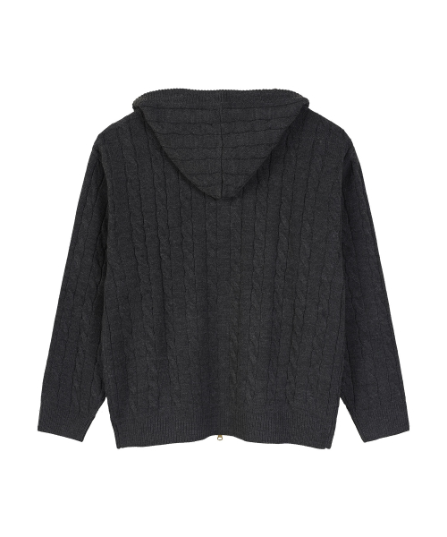 CABLE вязаный ZIP-UP худи (CHARCOAL)