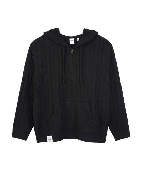 CABLE вязаный ZIP-UP худи (черный)