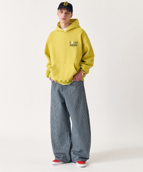 Stripe curved джинсы wide pants синий