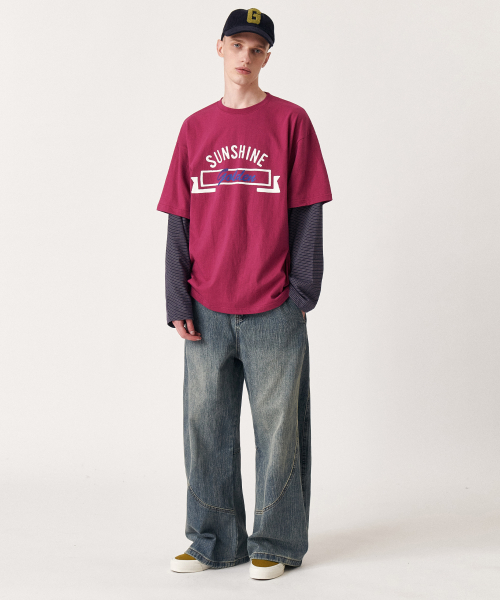 Washed slub джинсы wide pants синий
