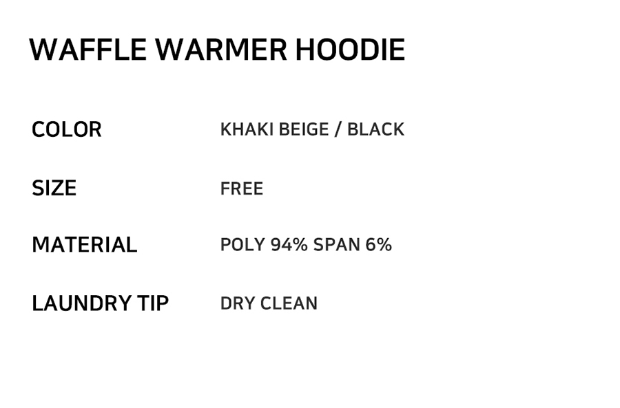 WAFFLE WARMER HOODIE - 3 COLORS BLACK