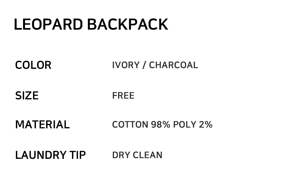 LEOPARD BACKPACK - 2 COLORS CHARCOAL