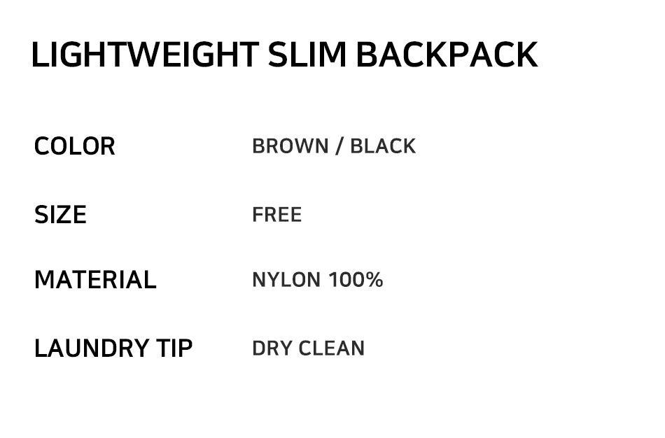LIGHTWEIGHT SLIM BACKPACK - 2 COLORS BLACK