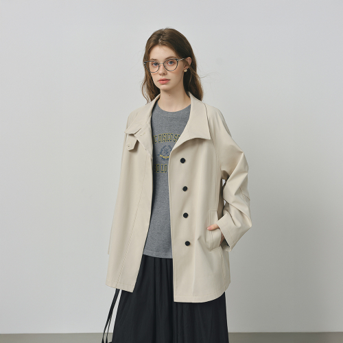WD Striped cuffs mid-length тренч пальто 2color