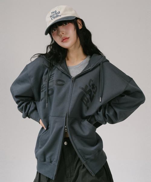 NET DIVIDE HOOD ZIP-UP (CHARCOAL)