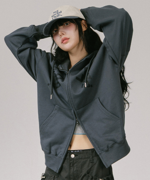 NET DIVIDE HOOD ZIP-UP (CHARCOAL)