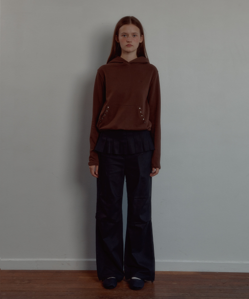 PLEATS WRAP SKIRT PANTS SET черный