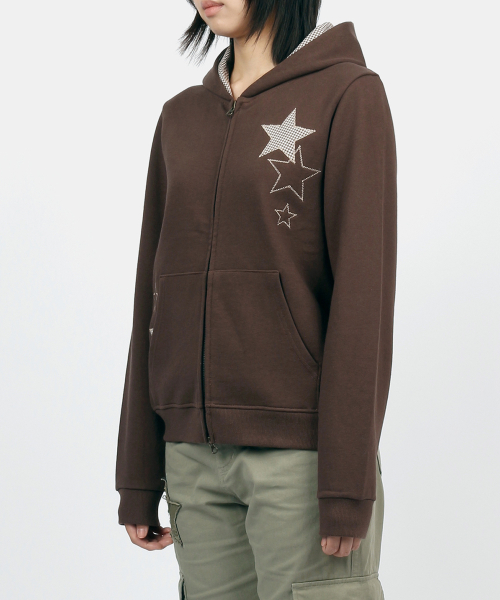 Stars Zip Up худи - Brown