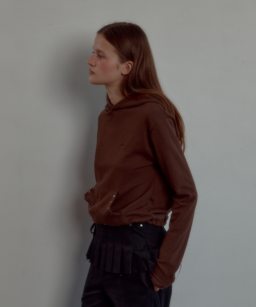 STUD POCKET CROP худи BROWN