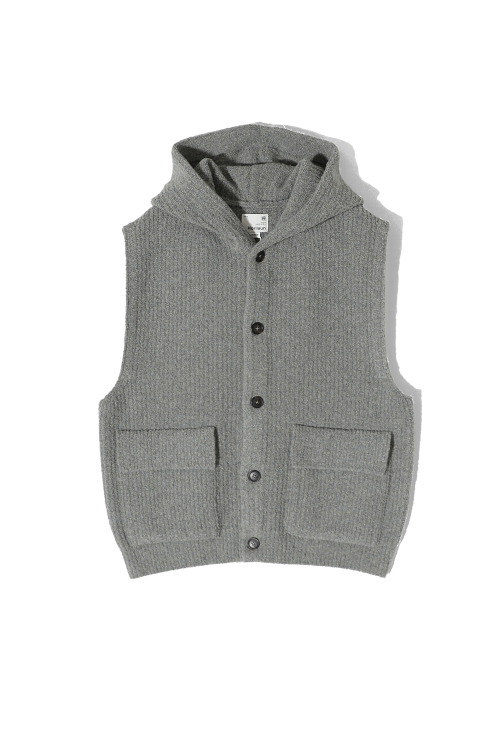 Acorn Boucle Hood вязаный Cardigan жилет Multi Gray