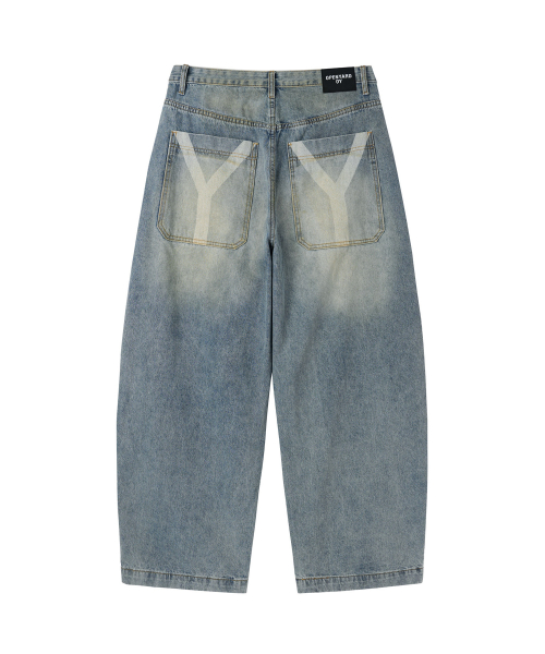 OY LASER WIDE VOLUME PANTS синий