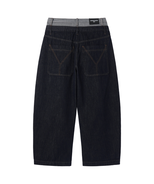 OY LAYERED WAIST WIDE VOLUME PANTS INDIGO