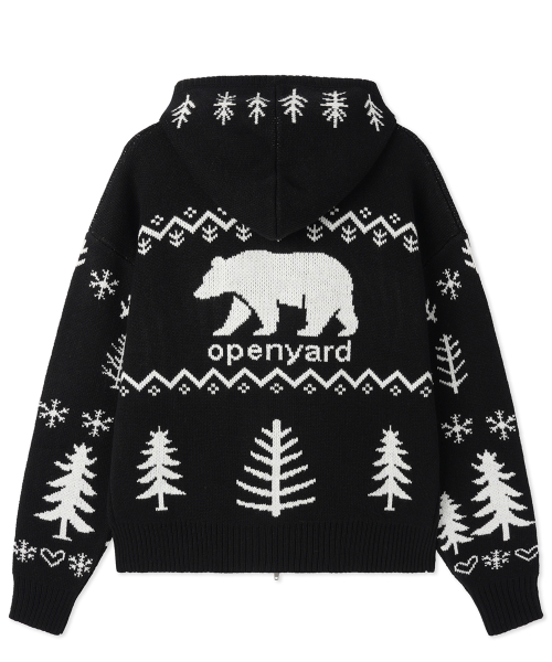 POLAR BEAR вязаный худи ZIP UP - черный