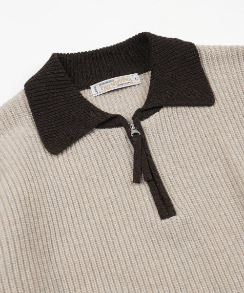 CONTRAST воротник HALF ZIP вязаный COCOA