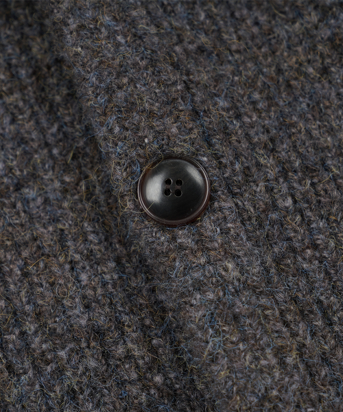 BRUSHED WOOL ROUND CARDIGAN BROWN